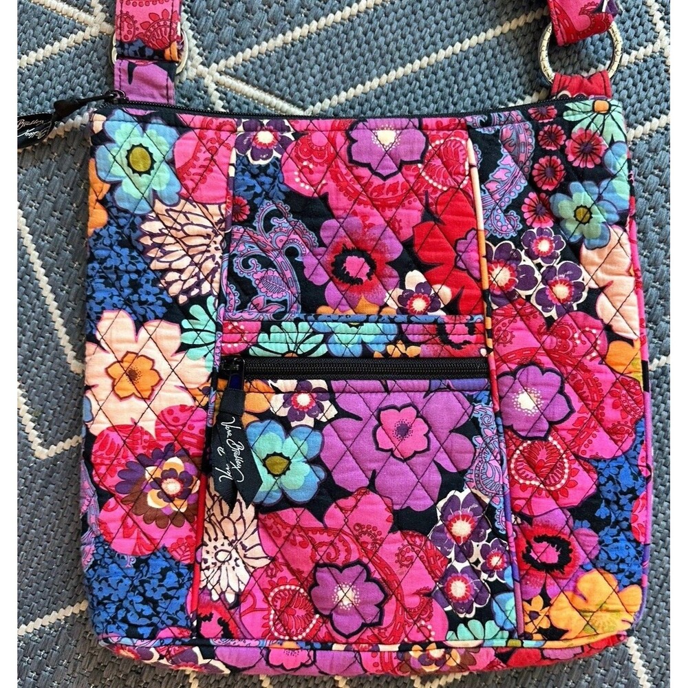 Vera Bradley Retired Floral Fiesta Quilted Cotton Hipster Crossbody Purse Bag